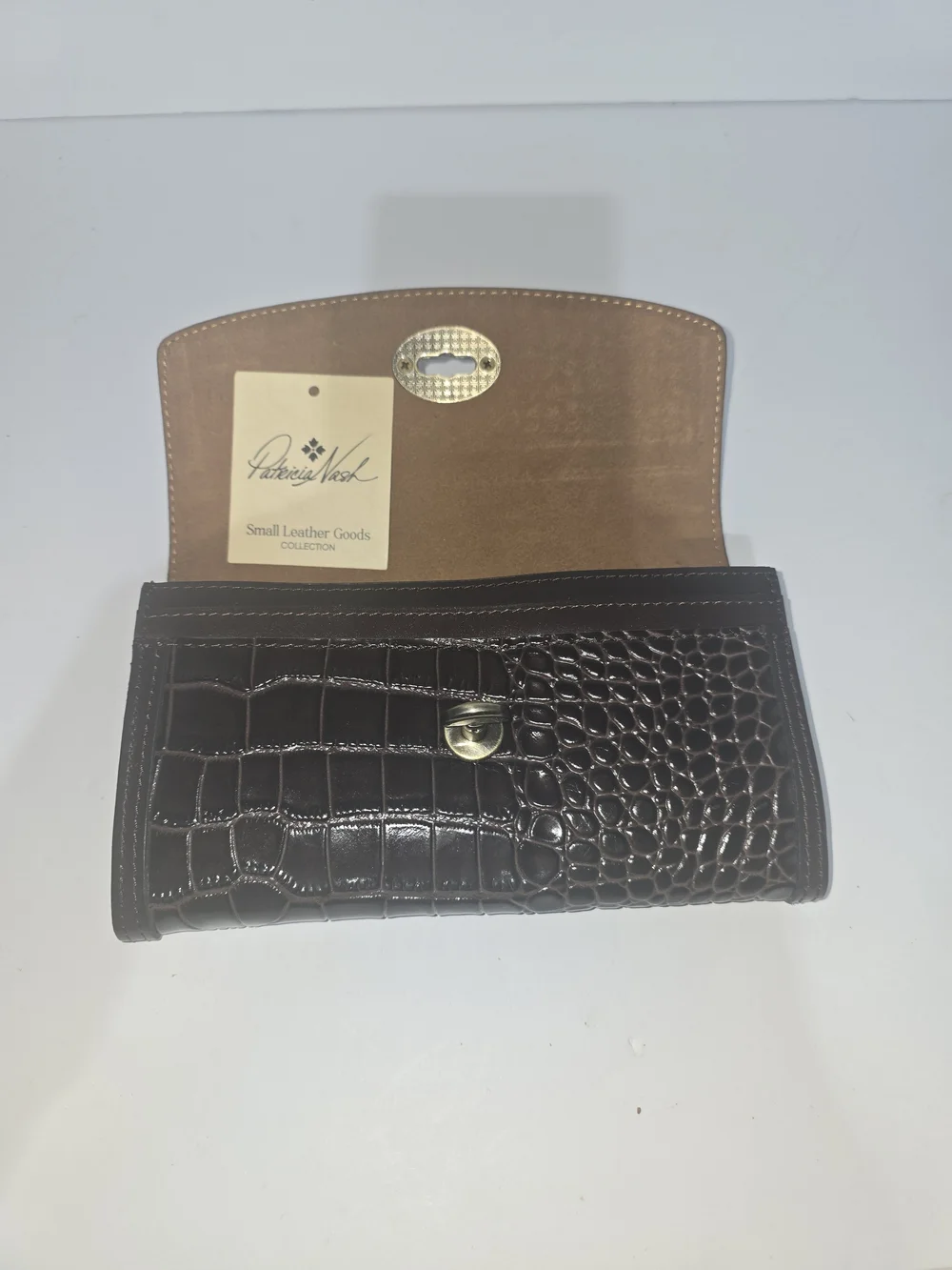 Patricia Nash Brown Croc-Embossed Leather Wallet